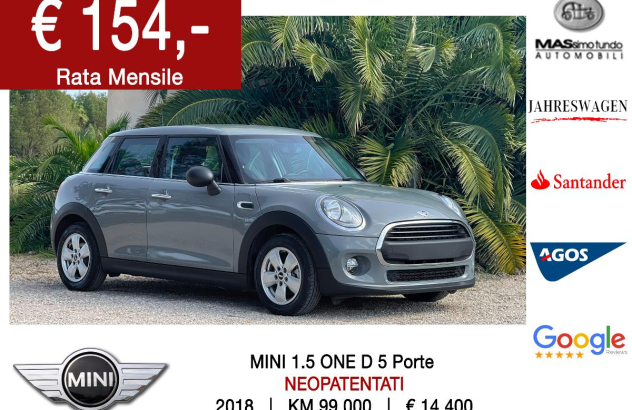 MINI Mini 1.5 One D Business 5 porte Diesel 2018