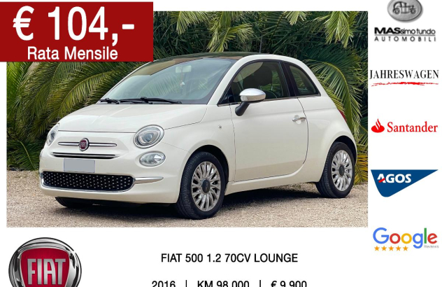 FIAT 500 1.2 Lounge Benzina 2016