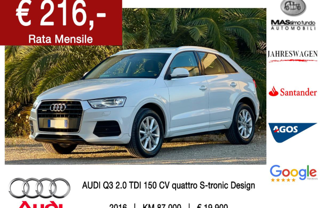 AUDI Q3 2.0 TDI 150 CV quattro S tronic Design Diesel 2016