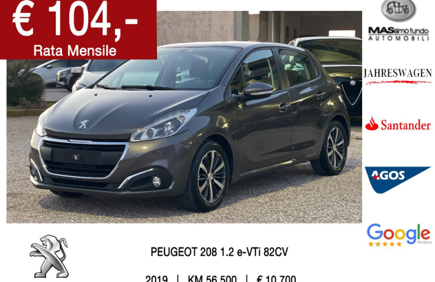 PEUGEOT 208 1.2 VTi 82 CV 5p. Active Benzina 2019