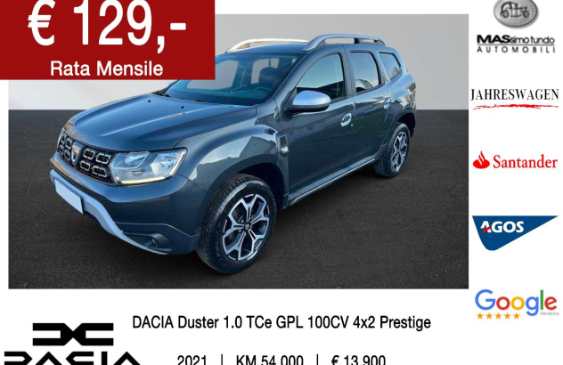 DACIA Duster 1.0 TCe GPL 100CV 4x2 Prestige DP GPL 2020