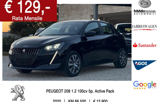 PEUGEOT 208 PureTech 100 SeS 5p. Active Pack Benzina 2020