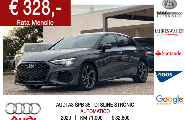 AUDI A3 SPB 35 TDI S tronic S line edition Diesel 2020