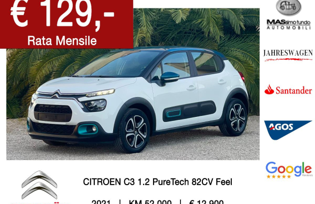 CITROEN C3 PureTech 82 SeS Feel Benzina 2020