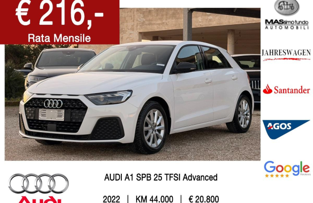 AUDI A1 SPB 25 TFSI Advanced Benzina 2022