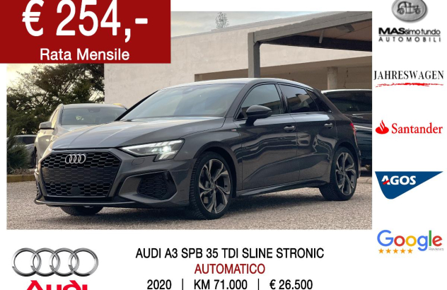 AUDI A3 SPB 35 TDI S tronic S line edition Diesel 2020