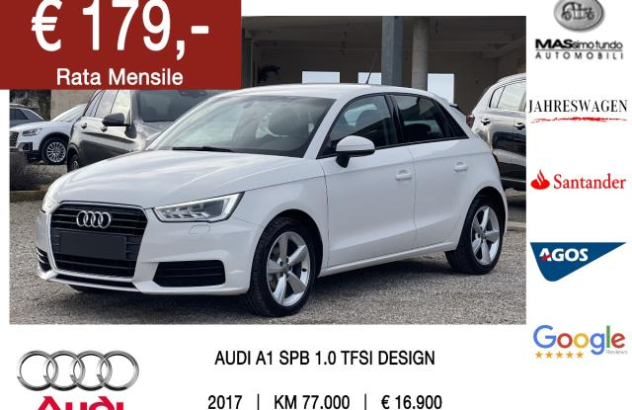 AUDI A1 SPB 1.0 TFSI ultra Admired Benzina 2017